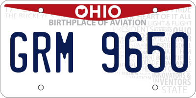 OH license plate GRM9650
