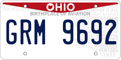 OH license plate GRM9692