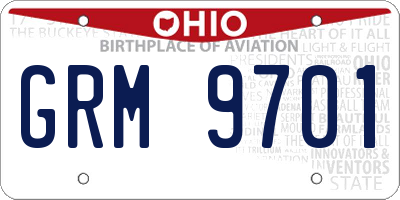OH license plate GRM9701