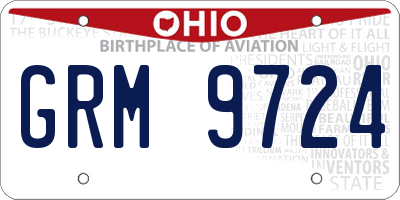 OH license plate GRM9724