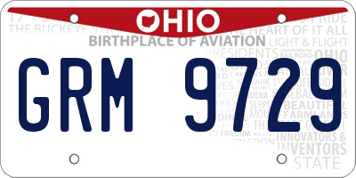 OH license plate GRM9729