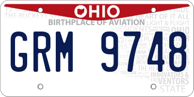 OH license plate GRM9748