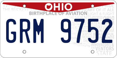 OH license plate GRM9752