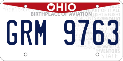 OH license plate GRM9763