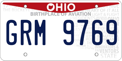 OH license plate GRM9769