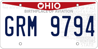 OH license plate GRM9794