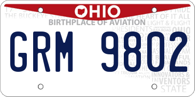 OH license plate GRM9802