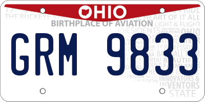 OH license plate GRM9833