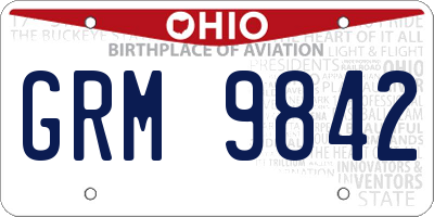 OH license plate GRM9842