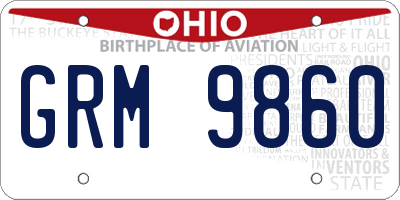 OH license plate GRM9860