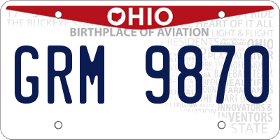 OH license plate GRM9870