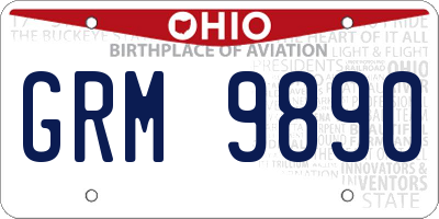 OH license plate GRM9890