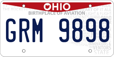 OH license plate GRM9898