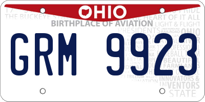 OH license plate GRM9923