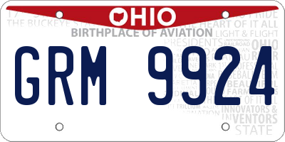 OH license plate GRM9924