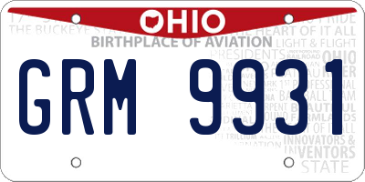 OH license plate GRM9931