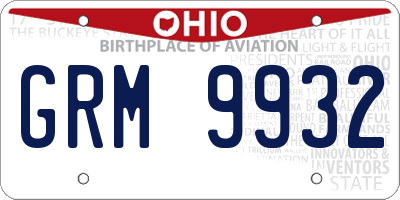OH license plate GRM9932