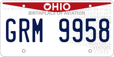 OH license plate GRM9958