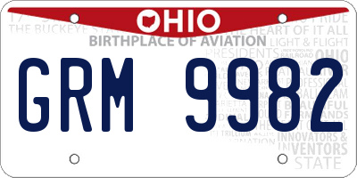 OH license plate GRM9982