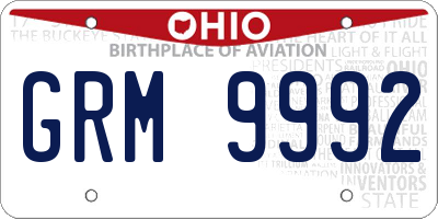 OH license plate GRM9992