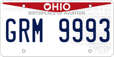 OH license plate GRM9993