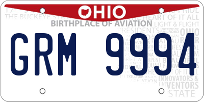 OH license plate GRM9994