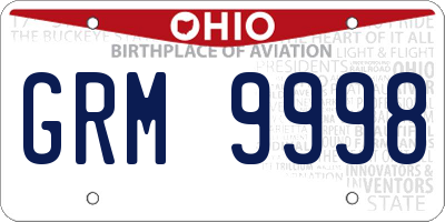 OH license plate GRM9998