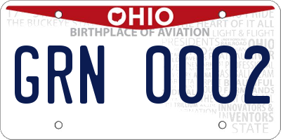 OH license plate GRN0002