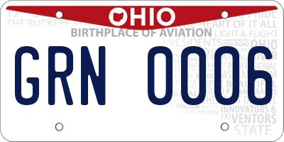 OH license plate GRN0006
