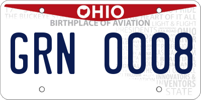 OH license plate GRN0008