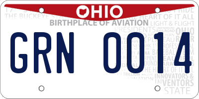 OH license plate GRN0014