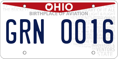 OH license plate GRN0016