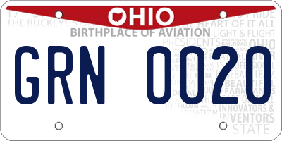 OH license plate GRN0020