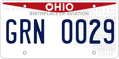OH license plate GRN0029