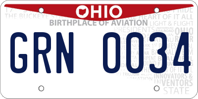 OH license plate GRN0034