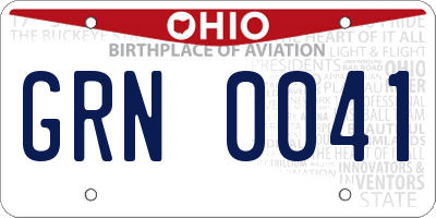 OH license plate GRN0041
