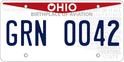 OH license plate GRN0042
