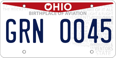 OH license plate GRN0045