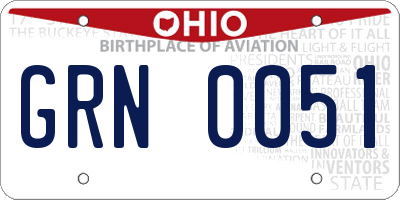OH license plate GRN0051