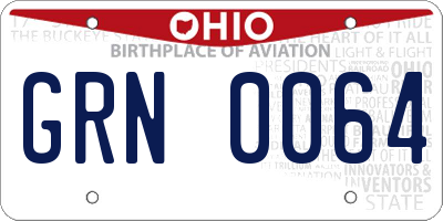 OH license plate GRN0064