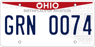 OH license plate GRN0074
