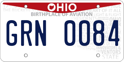 OH license plate GRN0084