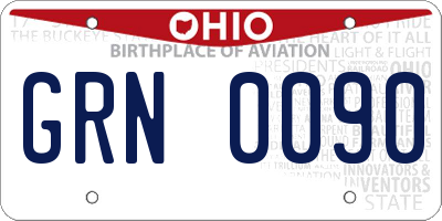 OH license plate GRN0090