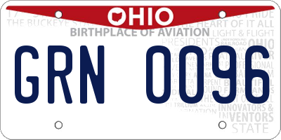 OH license plate GRN0096