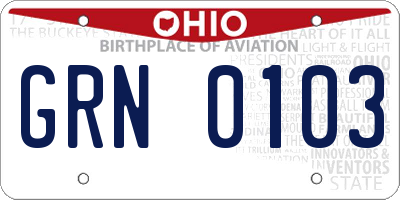 OH license plate GRN0103