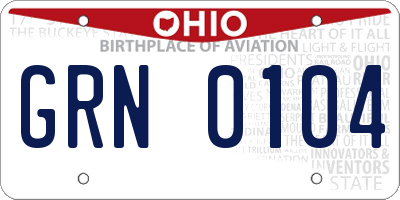 OH license plate GRN0104