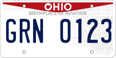 OH license plate GRN0123