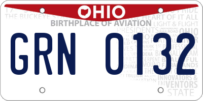 OH license plate GRN0132