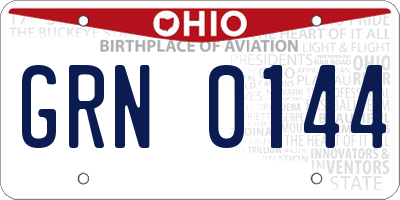 OH license plate GRN0144