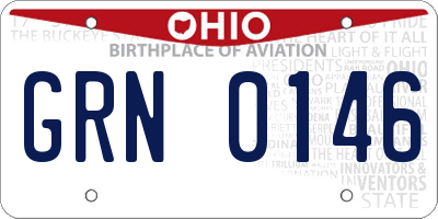 OH license plate GRN0146
